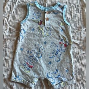 Gray Disney Baby Romper with Mickey  Characters